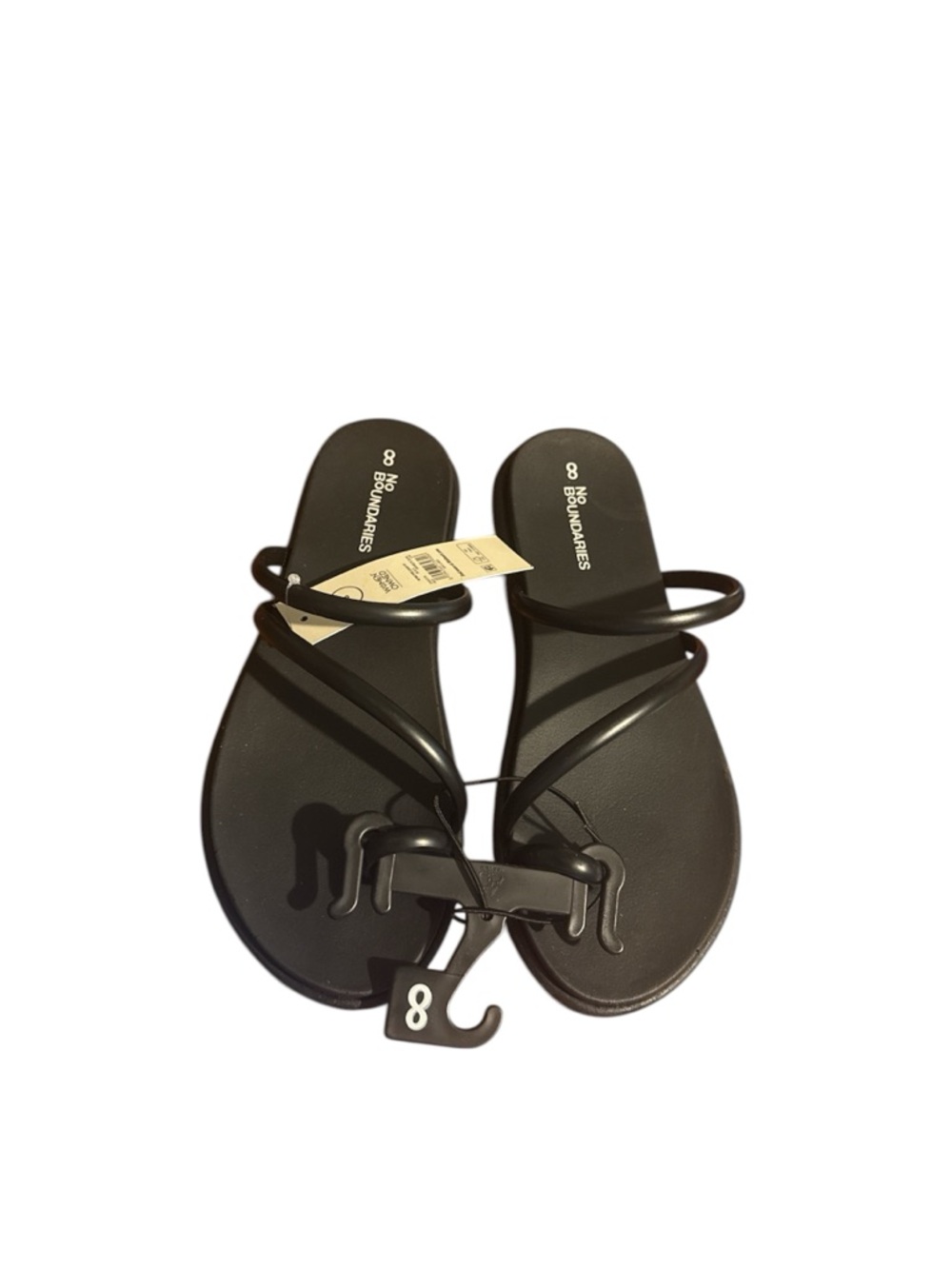 No Boundaries Women’s Black Minimal Strappy Slide Sandals size 8